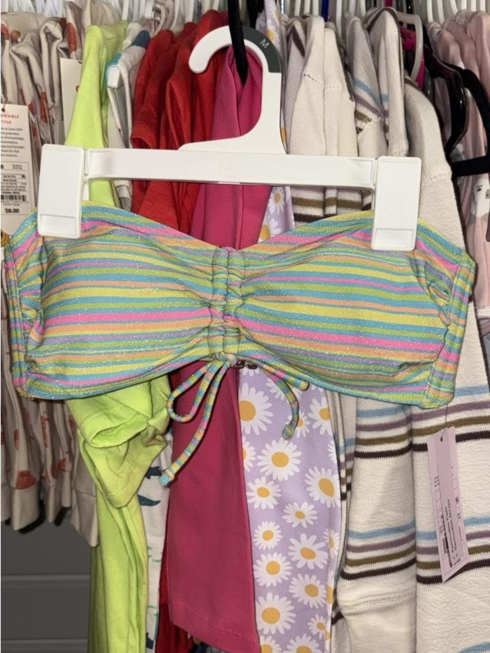 5/$10 wild fable Pastel Rainbow Stripe Bandeau Bikini Top
